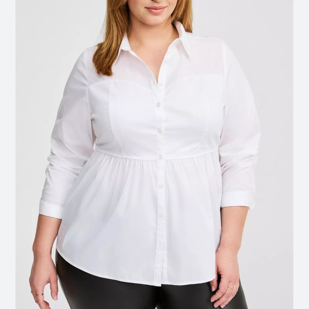 Torrid White Button-Down Shirt